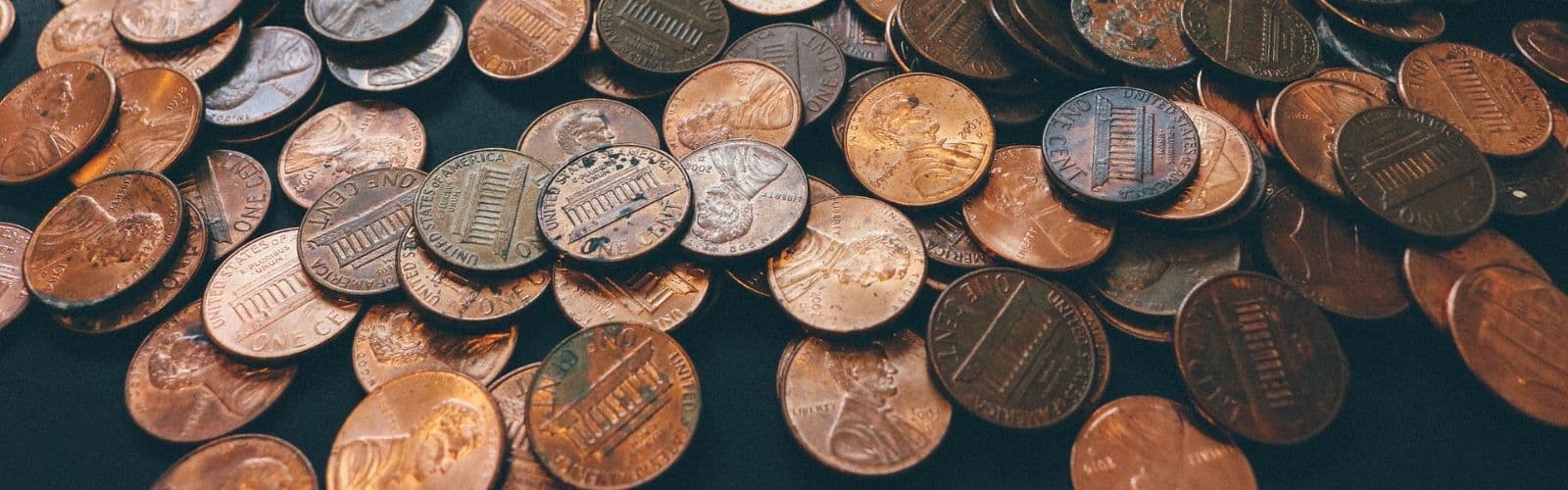 pennies on a table