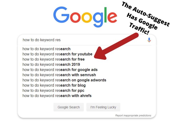 Google keyword auto suggest