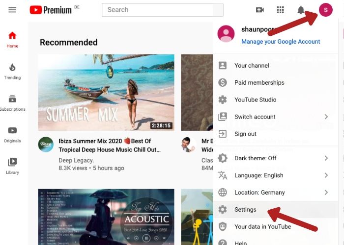 youtube settings