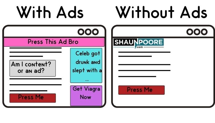 Call to action with and without ads