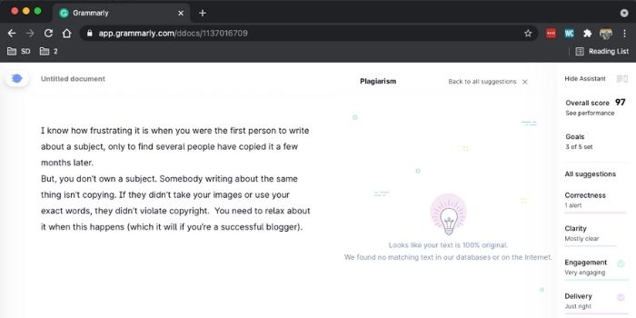 grammarly plagiarism checker