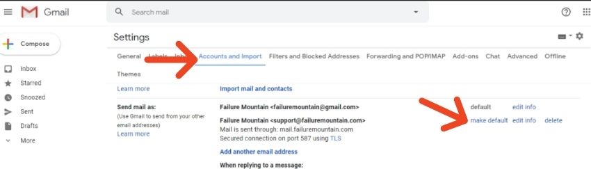 Gmail make alias default email address.   