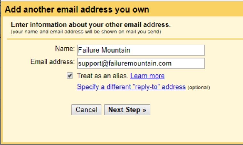 Gmail add an alias email address