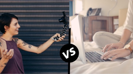 blog vs youtube thumbnail hero image