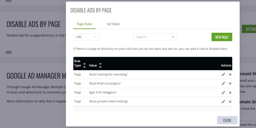 Disable Ads By Page Ezoic